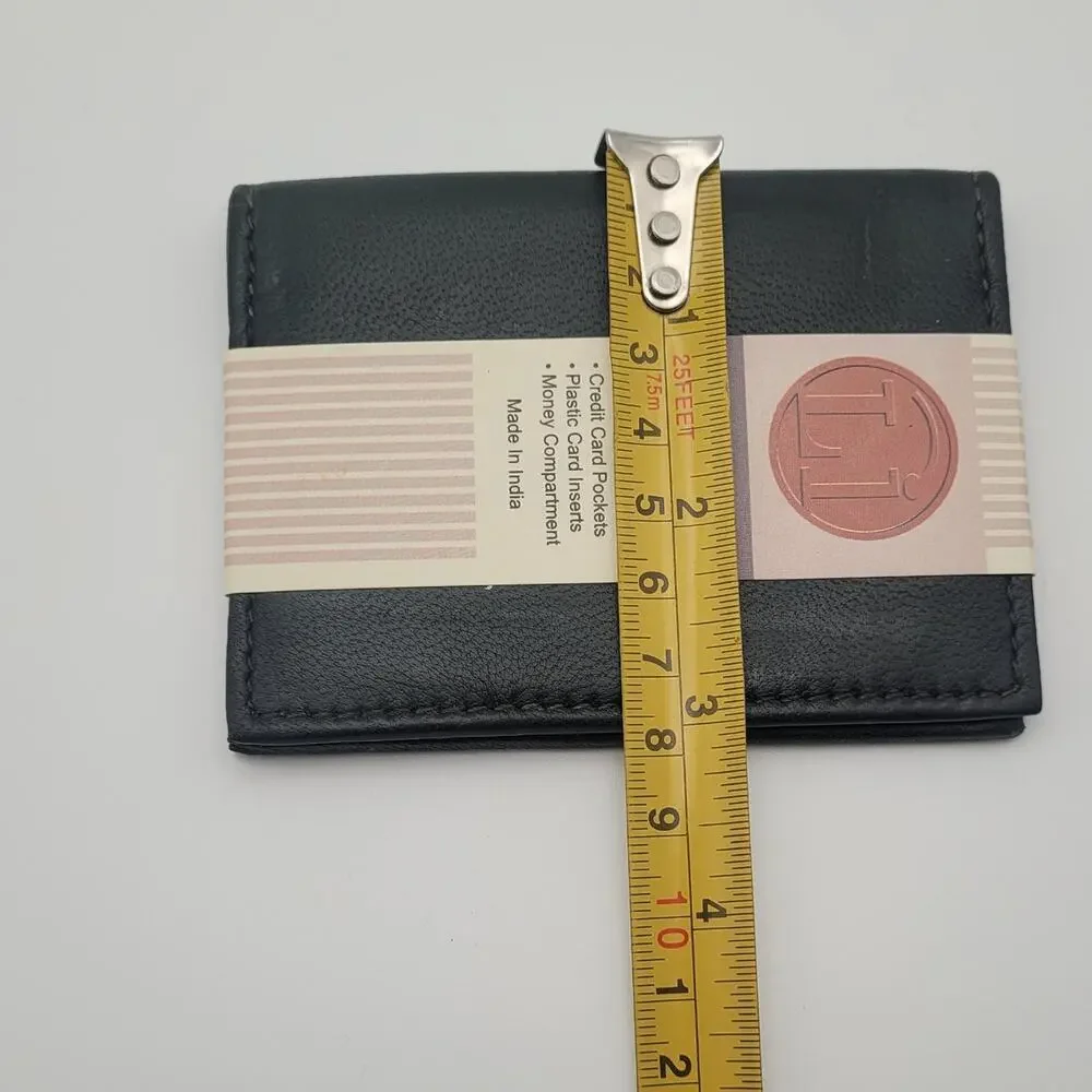 Green Leather Small Wallet Travel Organizer Card Slot Minimalist New Giftable